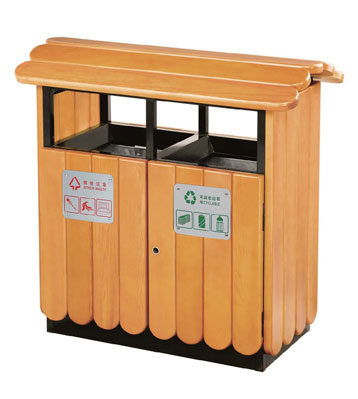 G43屋形钢木分类垃圾箱