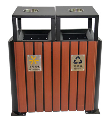 G61环保钢木分类垃圾桶