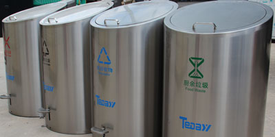 深圳完美体育官网小区不锈钢地埋式脚踏垃圾桶4分类果皮箱工厂批量生产图
