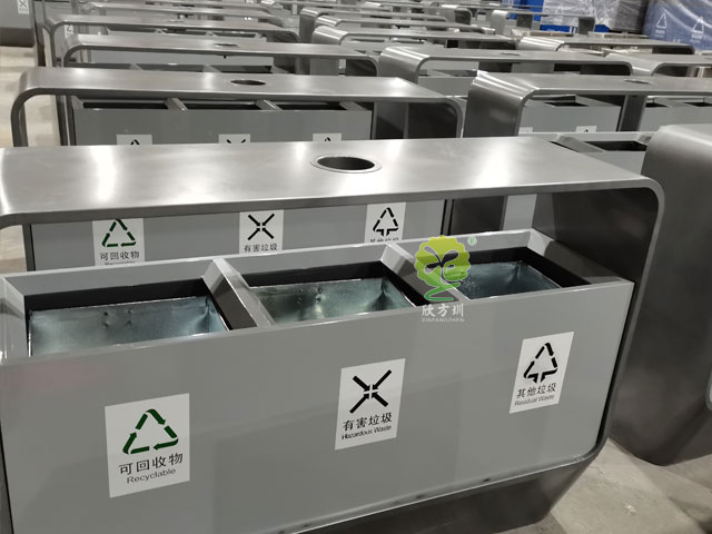 惠州商业街户外不锈钢垃圾箱厂家分类定制