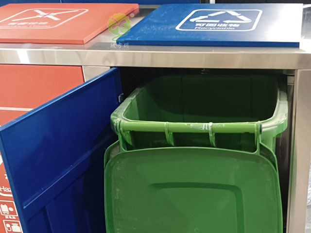 脚踏式不锈钢大分类垃圾桶-垃圾分类亭定点投放配套垃圾桶