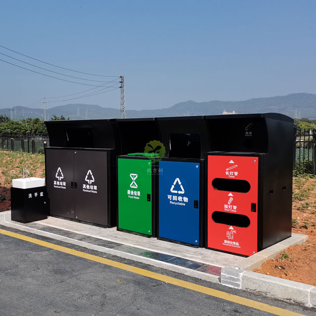 深圳小区垃圾分类投放点不锈钢垃圾桶罩