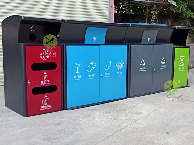 深圳新标准玻金塑纸厨余其他分类垃圾桶金属外罩