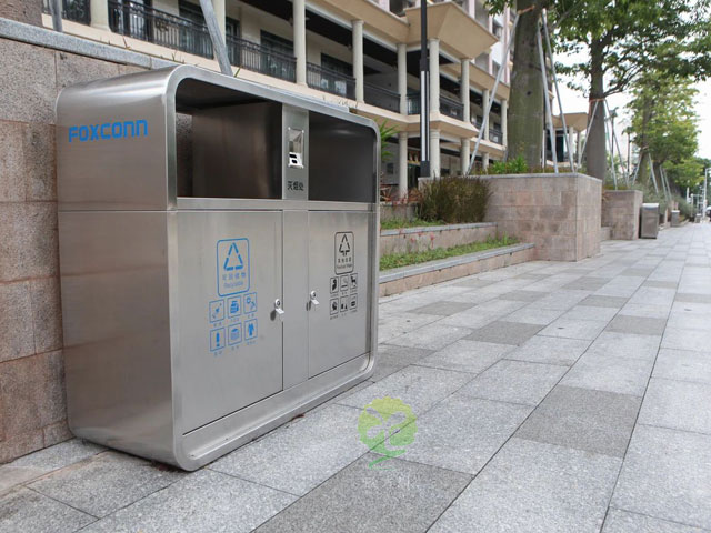 不锈钢户外垃圾桶守护世界500强园区干净环境