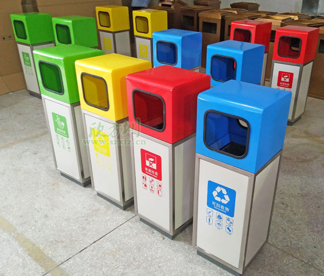 宜春高铁站不锈钢烤漆垃圾桶创造清洁旅途环境