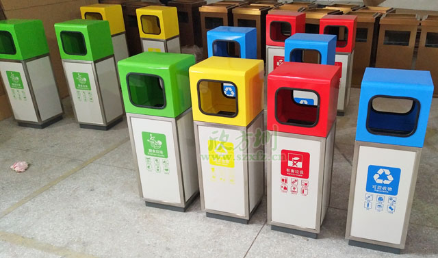 宜春高铁站不锈钢烤漆垃圾桶创造清洁旅途环境